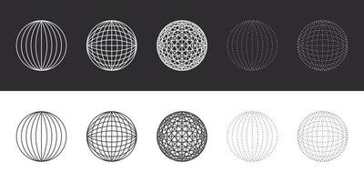 Retro futuristic design elements. Abstract ball shapes. Retrowave design elements. Vector illustration
