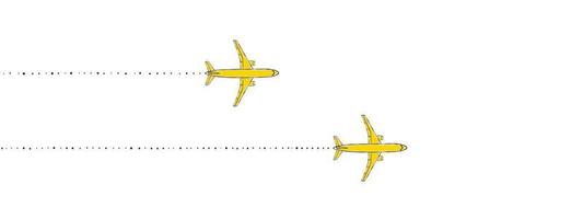 Airplane routes. Two flying planes. Plane trail. Travel concept. Vector illustration