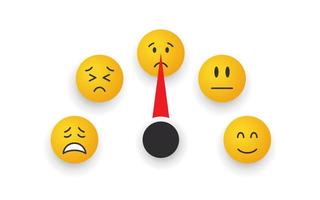 Mood scale. Satisfaction indicator. Rating indicator with smiles. Performance measurement. Vector illustration