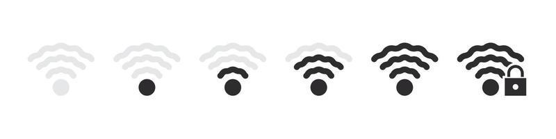 Wifi icons concept. Wireless and wifi signs. Wireless internet signal bars. Vector icons