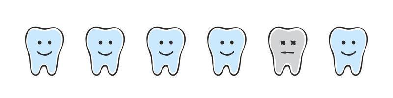 Teeth with emoticons. Sketch style drawing. Infographics in dentistry. Vector illustration