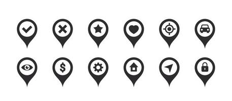 iconos de puntero de ubicación. marcadores de mapas modernos. iconos de marca de ubicación. ilustración vectorial vector