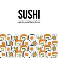 Sushi background illustration with place for text on white backgroung vector