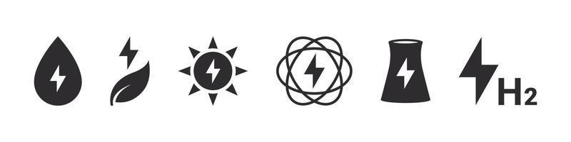 Power industry varieties icons. Energy icons. Alternative energy. Vector illustration