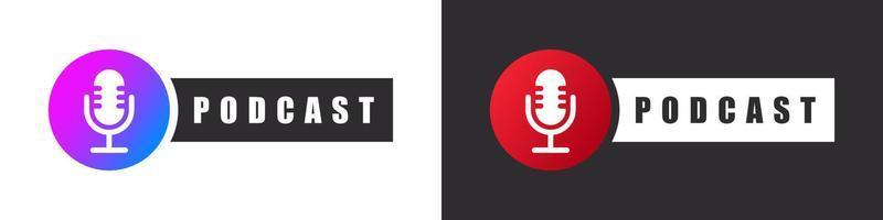 Podcast or Radio Logo. Podcast concept icon. Podcast microphone icons. Vector illustration