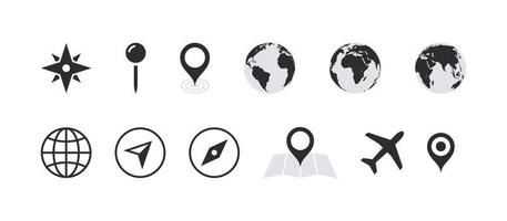 Location and navigation icons. Modern location pointers. Location mark icons. Vector illustration