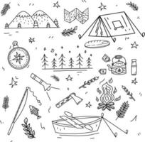 hand-drawn vector elements for camping and travel