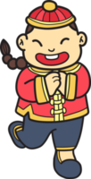 Hand Drawn Chinese boy smiling and happy illustration png