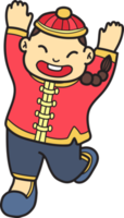 Hand Drawn Chinese boy is happy illustration png