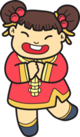 Hand Drawn Chinese girl smiling and happy illustration png