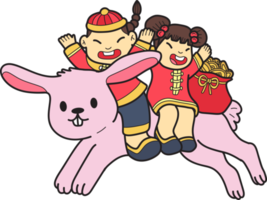 Hand Drawn chinese new year with rabbit illustration png
