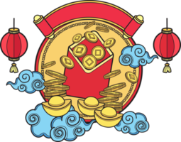 Hand Drawn Chinese red envelopes and money illustration png