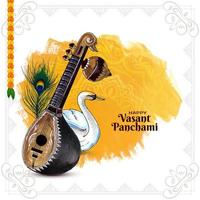 feliz vasant panchami festival indio tradicional diseño de fondo vector