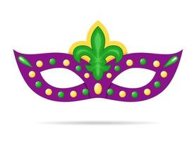 Vector Mardi Gras cartoon purple mask on white background