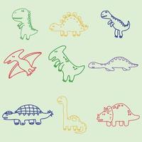 Set of different dinosaurs. vector