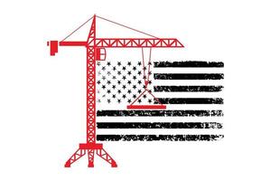 Crane Operator 4th of July Design vector