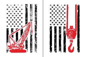 Patriotic Day Crane Operator Flag Design vector