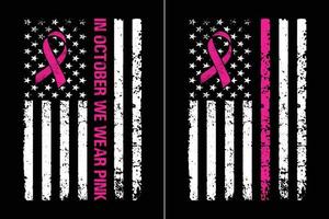 American Flag Breast Cancer Awareness Design vector