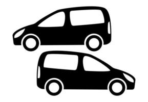 Two black car silhouettes on a white background. Vector illustration.