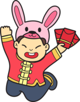 Hand Drawn Chinese boy with red envelopes illustration png