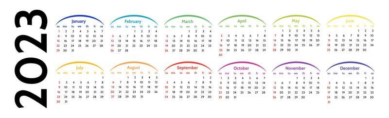 Calendar for 2023 isolated on a white background