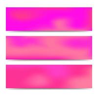 Smooth abstract blurred gradient pink banners set. Abstract Creative multicolored background. Vector illustration