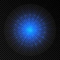 Light effect of lens flares. Blue glowing lights starburst effects with sparkles on a transparent background. Vector illustration