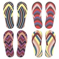 Set of Beach Slippers. Colorful Summer Flip Flops Over White Background vector