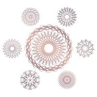 Set of seven geometric circular elements. Vector monogram on white background. Vector illustration