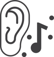 oreilles écoutant de la musique illustration dans un style minimal png