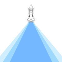 Rocket Light Trace. Shuttle drawn by hand with a beam of light. Vector illustration