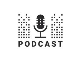 Podcast logo. The microphone icon. Podcast radio icon. Studio mic icons. Vector illustration