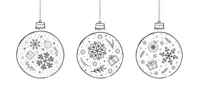 Christmas tree decorations. Hand drawn images. Xmas signs. Christmas decor elements. Vector images