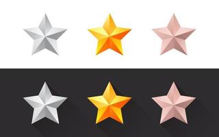 Star icons. Silver star. Golden Star. Bronze star. Vector illustration