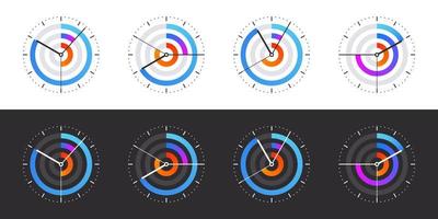 esfera de reloj inteligente. conjunto en blanco de la cara del reloj. manecillas de reloj vectoriales. ilustración vectorial vector