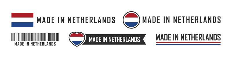 Made in Netherlands logo or labels. Netherlands product emblems. Vector illustration