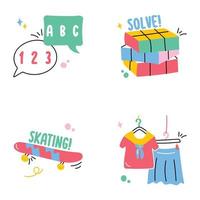 Pack of Back to School Flat Stickers vector