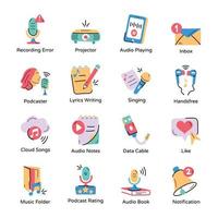 Pack of Podcast and Media Hand Drawn Icons vector