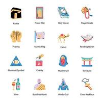 Doodle Icons of Islamic Religious vector