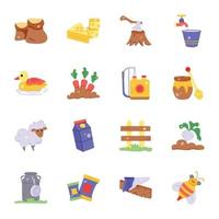 Collection of Agriculture Flat Icons vector