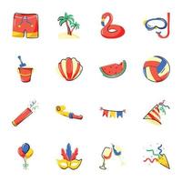 Pack of Holiday Flat Stickers vector