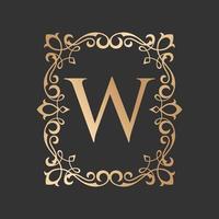 Luxury letter logo with vintage baroque ornament frame vector