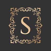 Luxury letter logo with vintage baroque ornament frame vector