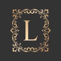 Luxury letter logo with vintage baroque ornament frame vector