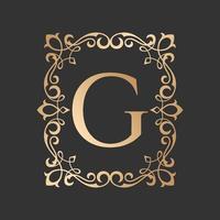 Luxury letter logo with vintage baroque ornament frame vector