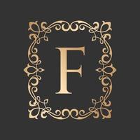 Luxury letter logo with vintage baroque ornament frame vector