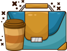 Business Briefcase with Coffee Cup png