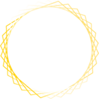 Gold glowing ellipse shape frames isolated on transparent background, shiny frame with watercolor effects png