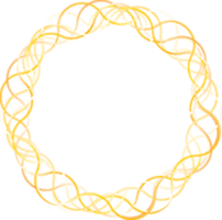 Gold glowing ellipse shape frames isolated on transparent background, shiny frame with watercolor effects png