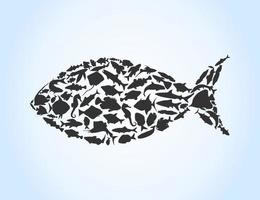 Fish collected from small fishes. A vector illustration